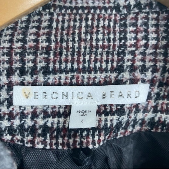 Veronica Beard Wool Blend Plaid Dickey Jacket Blazer Red Black Sz 4 - Picture 2 of 6